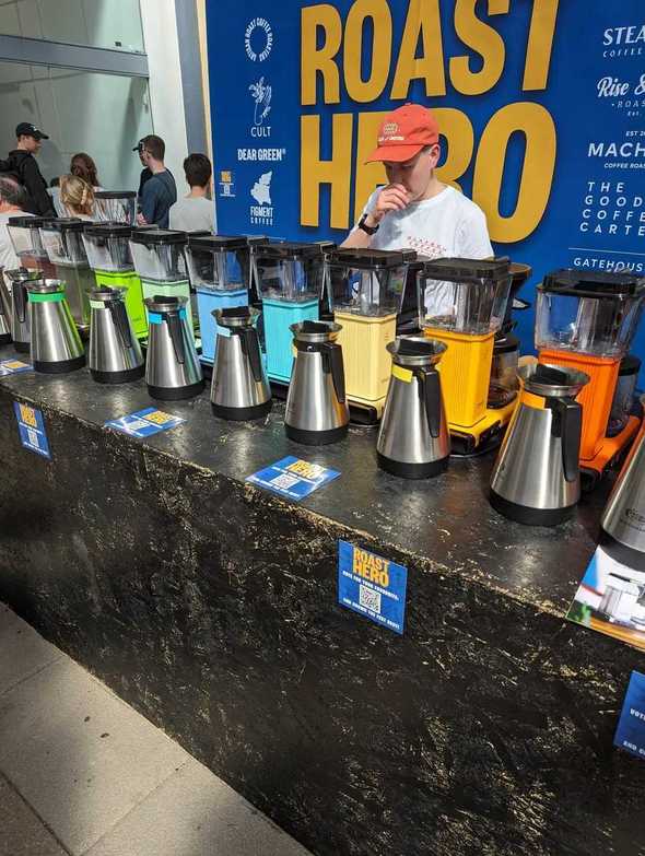 A photograph of various coffee filed containers